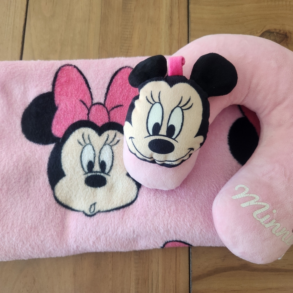 Minnie Mouse travel blanket and neck pillow